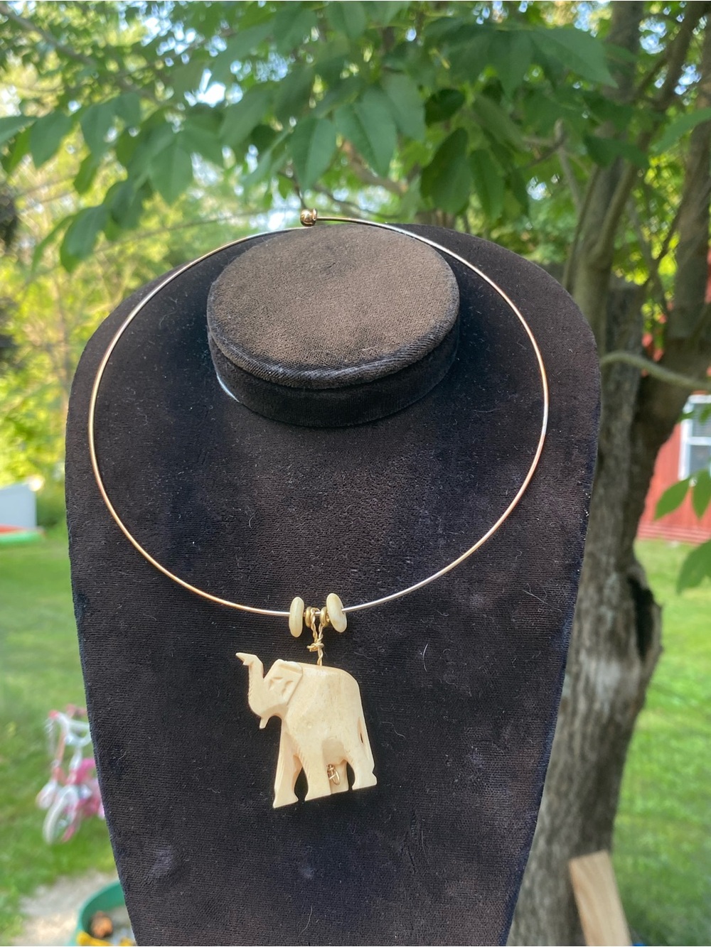 Elephant Pendant Necklace Neck Bangle Neckwire 😍 🐘 - Picture 1 of 12